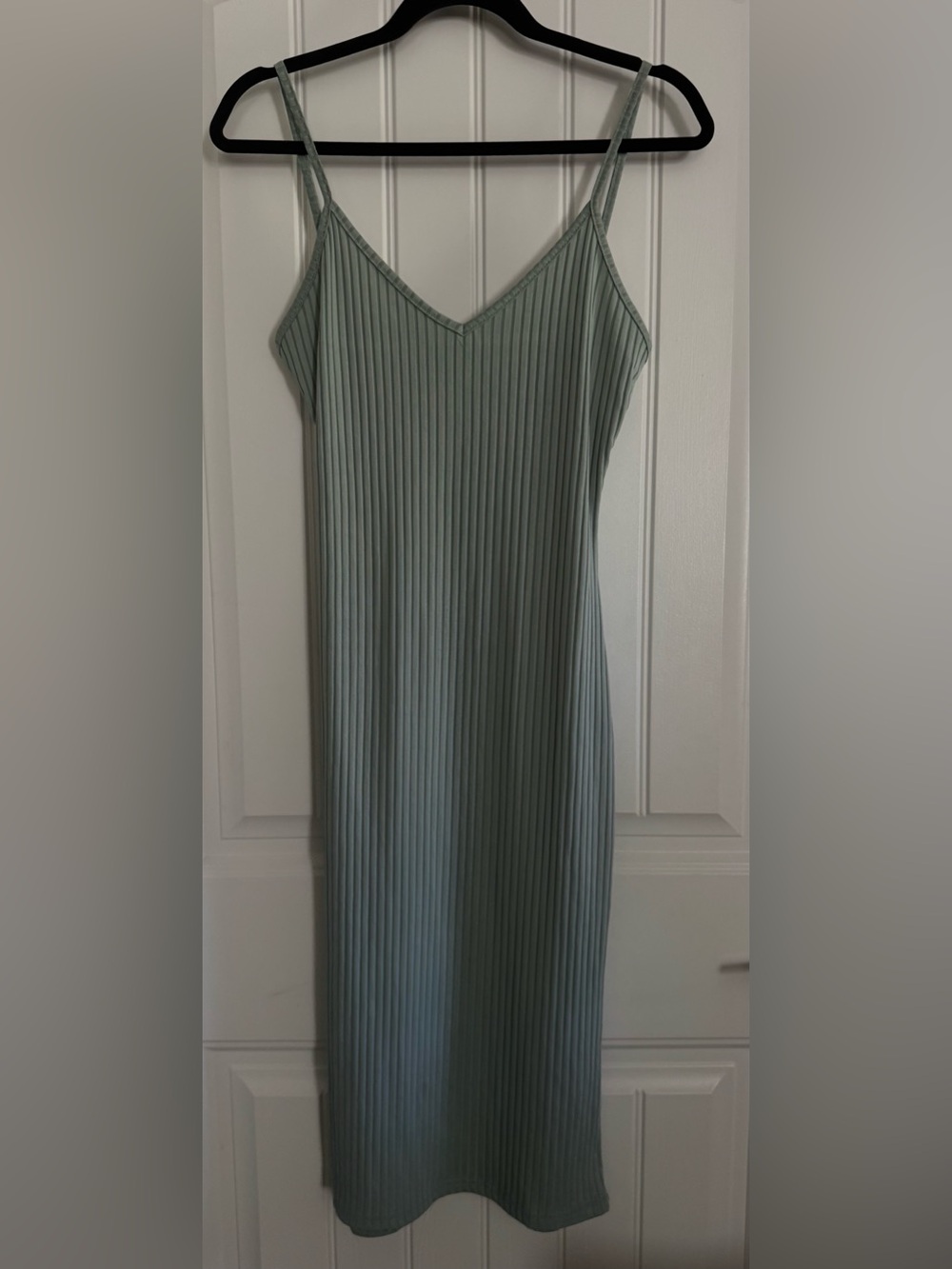 SHEIN Sage Green Ribbed Slip Midi Dress
